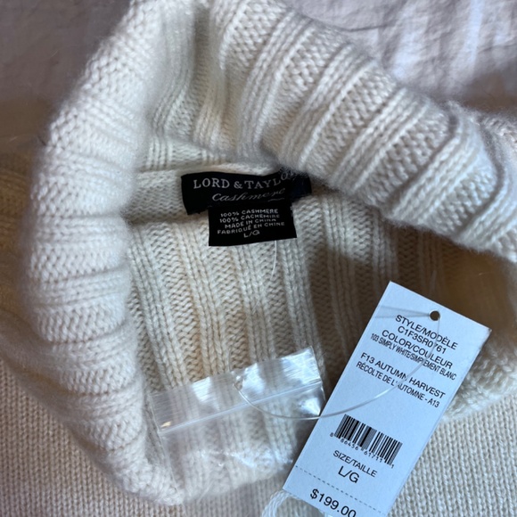 Lord & Taylor Cashmere Turtleneck Sweater, Ivory (NWT) - Picture 2 of 4